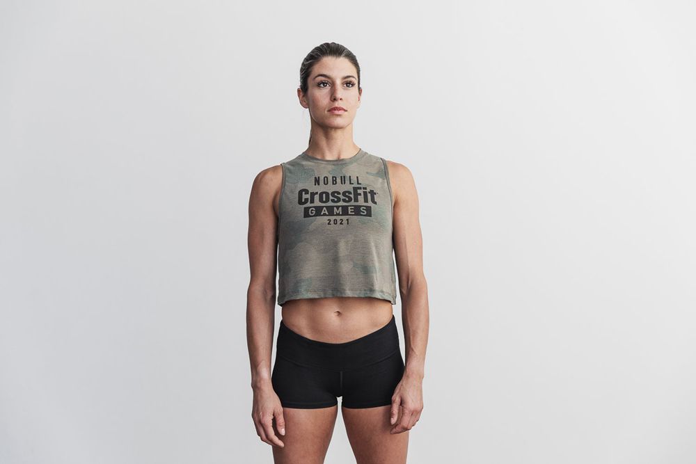 NOBULL Women's Crossfit Games® 2021 Muscle Tank Tops - Army Green Camo - Ireland (9620GDYUX)